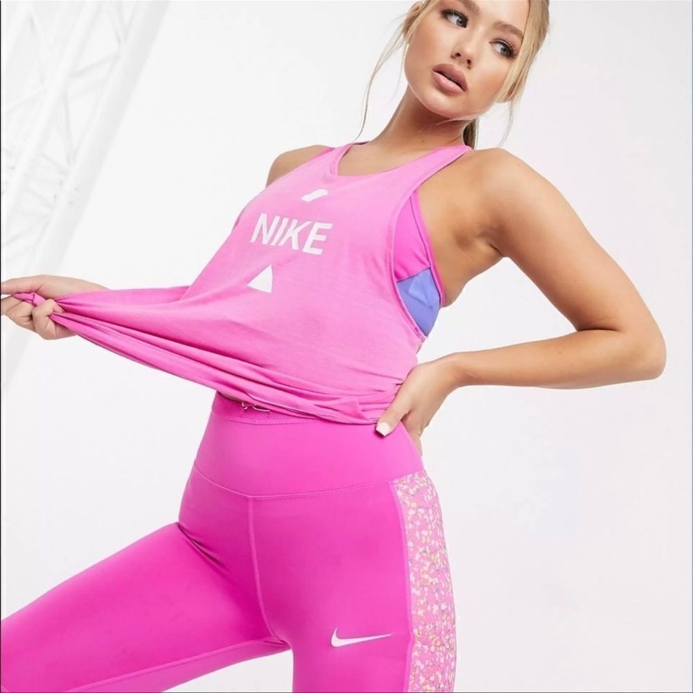 New Nike Running Icon Clash Tank Top Blue Size Small
